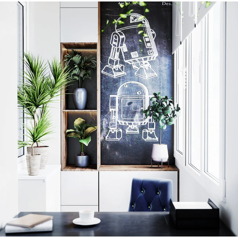 Миниатюрный кабинет на лоджии: практичный стол и скрытые ящики для хранения