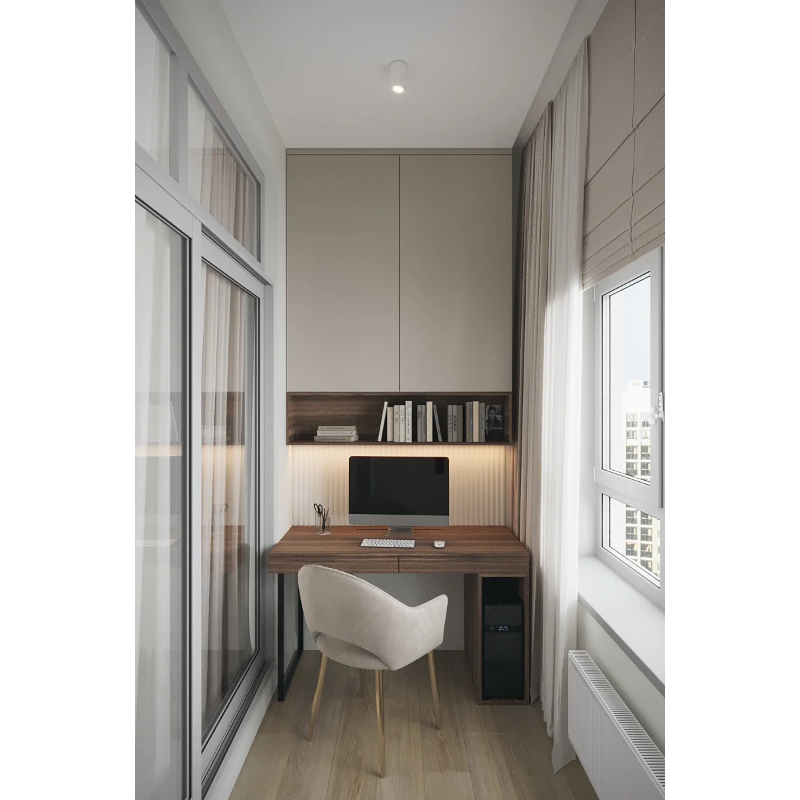 Утепленная лоджия под кабинет с теплым полом и энергоэффективным остеклением