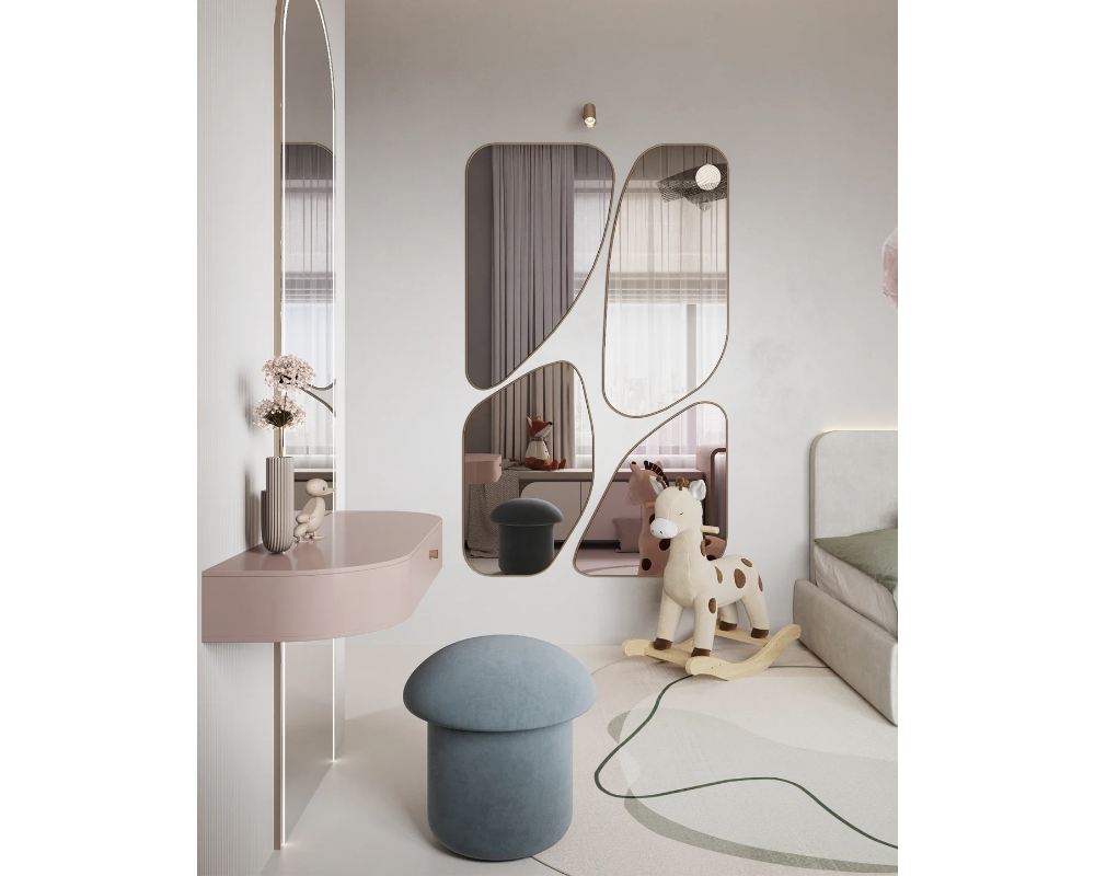 Зеркало из осколков с асимметричной геометрией, проект студии Aproart Design