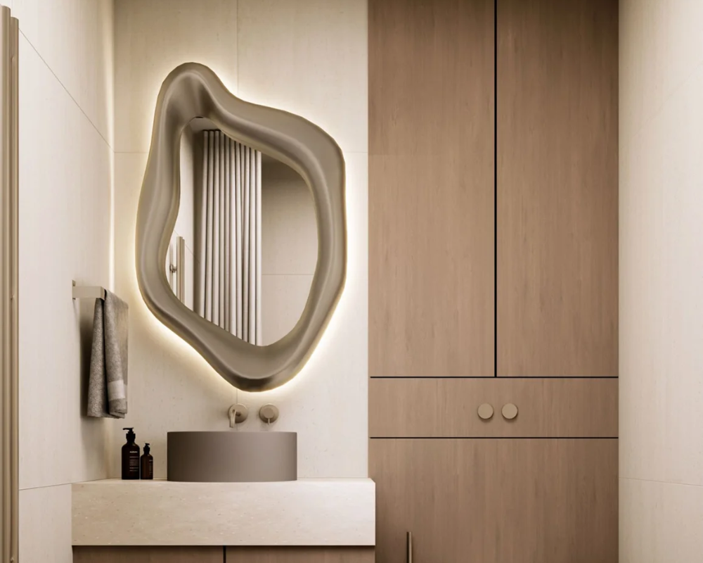 Рама из жидкого металла для зеркала, проект студии Aproart Design