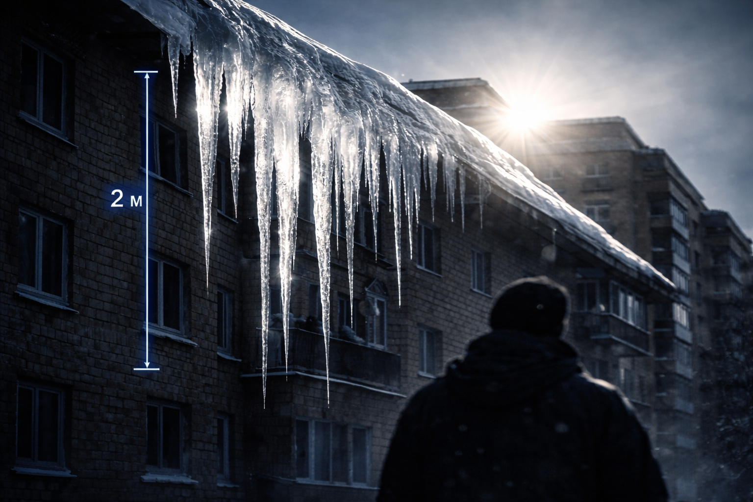 Опасные сосульки на крыше.